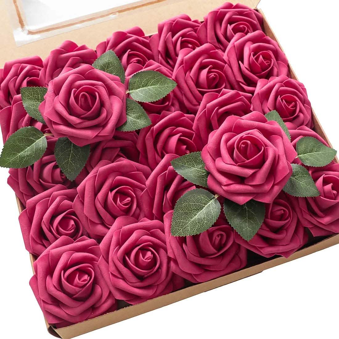 25-Pieces: Floroom Artificial Flowers Fuchsia Furniture & Decor - Tophatter Daily Deals