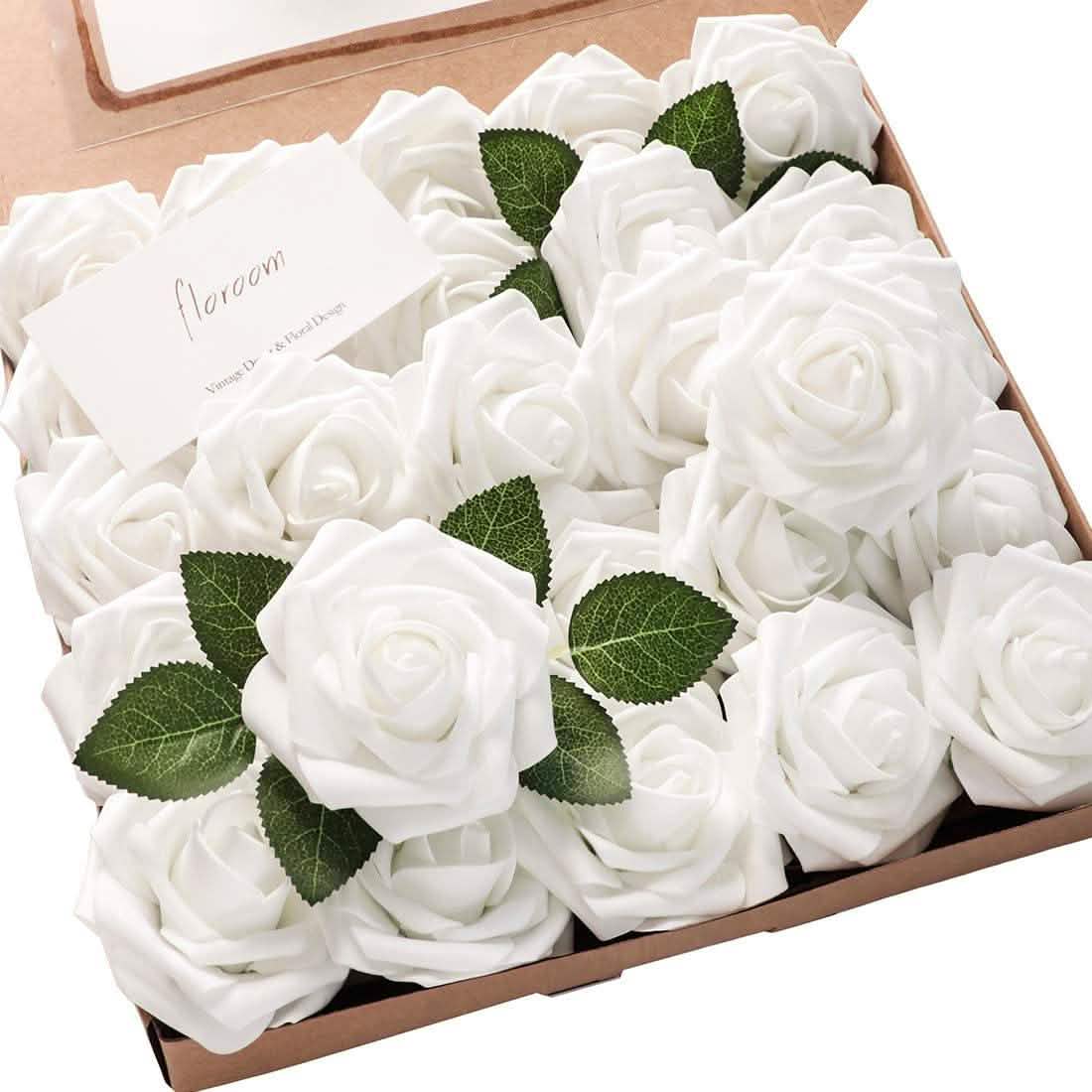 25-Pieces: Floroom Artificial Flowers White Furniture & Decor - Tophatter Daily Deals