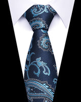 Men's Neckties - Formal Classic Patterned Tie (50 Style Options) Midnight Blue with Aqua Paisley Belts & Ties - Tophatter Daily Deals