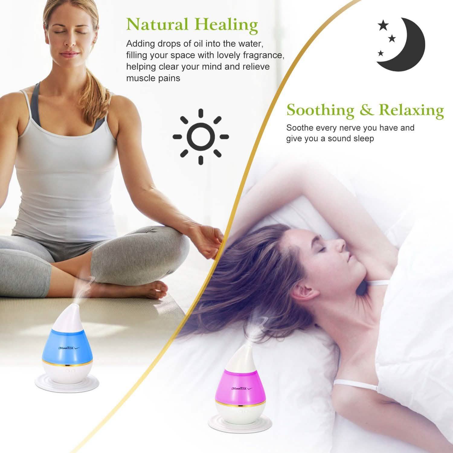 250 ML Cool Mist Humidifier with 7 Color Changeable LED Lights Health & Wellness - Tophatter Daily Deals