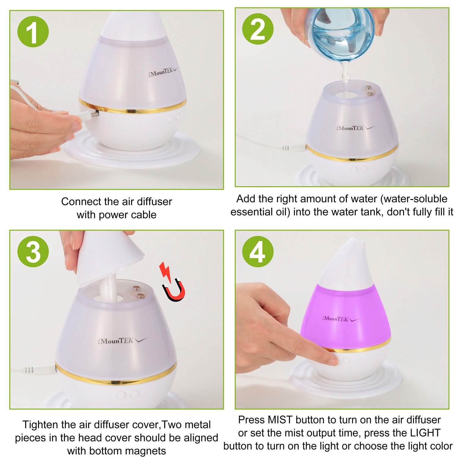 250 ML Cool Mist Humidifier with 7 Color Changeable LED Lights Health & Wellness - Tophatter Daily Deals