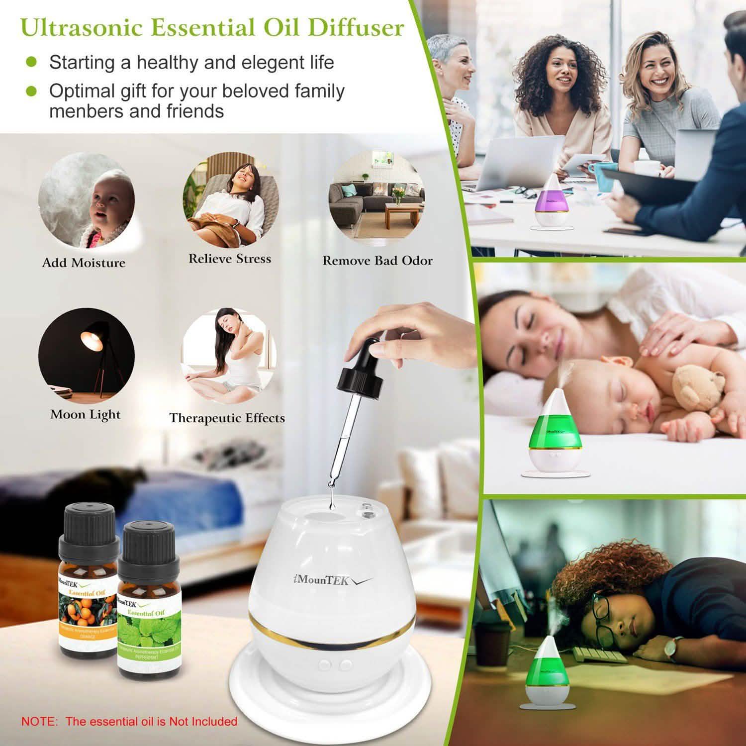 250 ML Cool Mist Humidifier with 7 Color Changeable LED Lights Health & Wellness - Tophatter Daily Deals