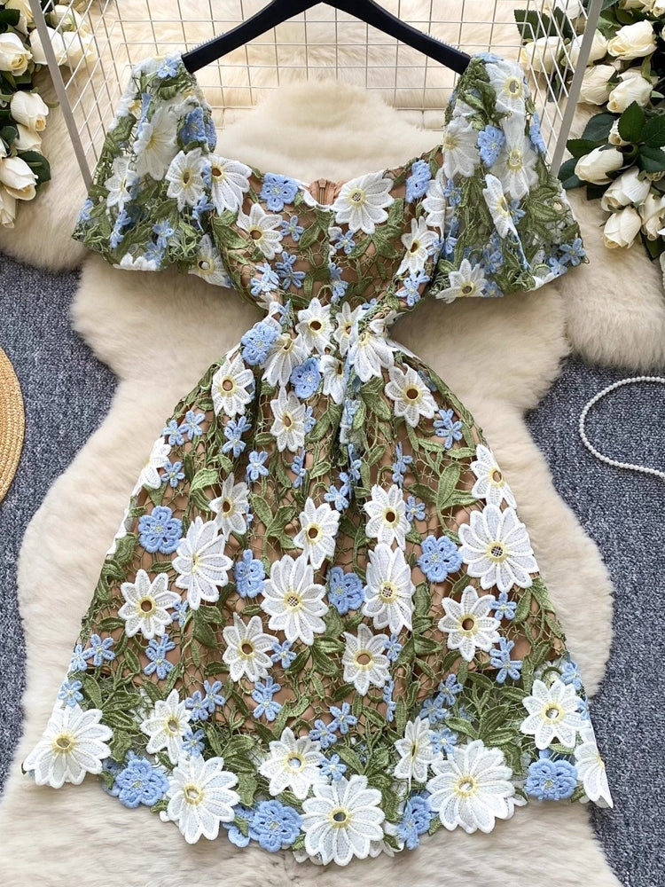 Elegant Flower Embroidery Lace Hollow Out Prom Dresses Mini Dresses - Tophatter Daily Deals