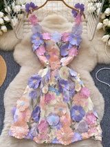 Women Square Collar Sleeveless Embroidery Dress Mini Dresses - Tophatter Daily Deals