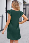 Ruffled V-Neck Flutter Sleeve Dress Casual Dresses - Tophatter Daily Deals