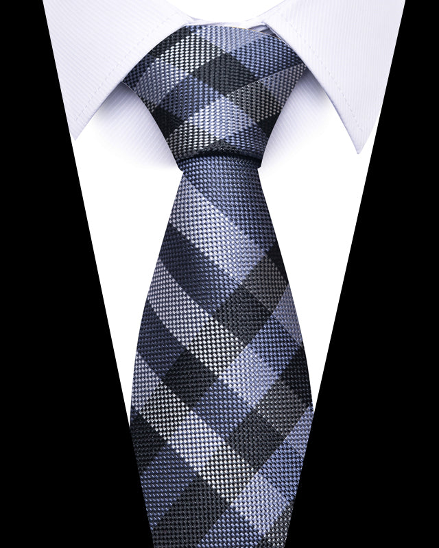 Men's Neckties - Formal Classic Patterned Tie (50 Style Options) Slate Grey & Charcoal Checkered Belts & Ties - Tophatter Daily Deals