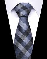 Men's Neckties - Formal Classic Patterned Tie (50 Style Options) Slate Grey & Charcoal Checkered Belts & Ties - Tophatter Daily Deals