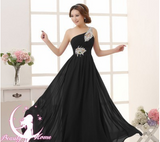 2021 speed selling wedding bridesmaid dress, banquet evening dress, single shoulder dinner party host, evening dress, banquet dress girl Black 0 - Tophatter Daily Deals