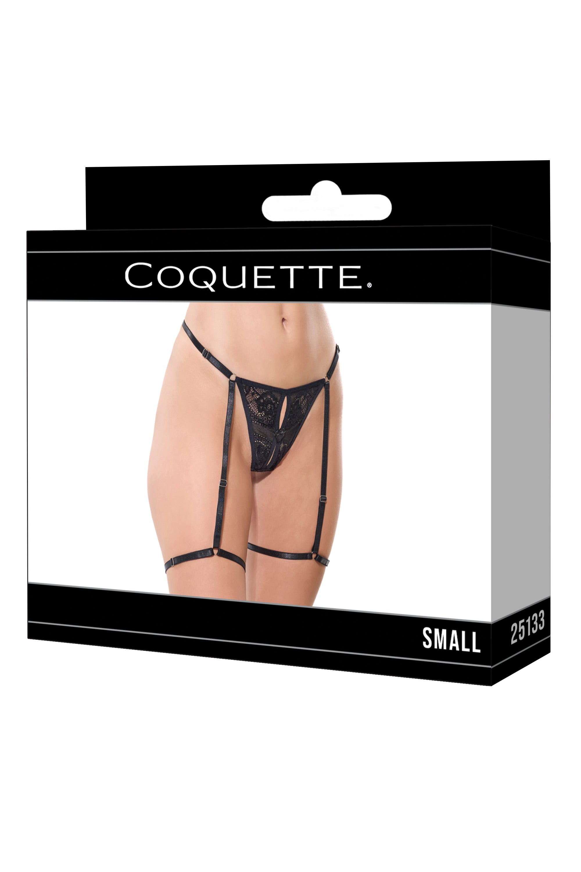 Coquette - 25133 - Thong With Attached Gartered Leg Bands Lingerie - Tophatter Daily Deals