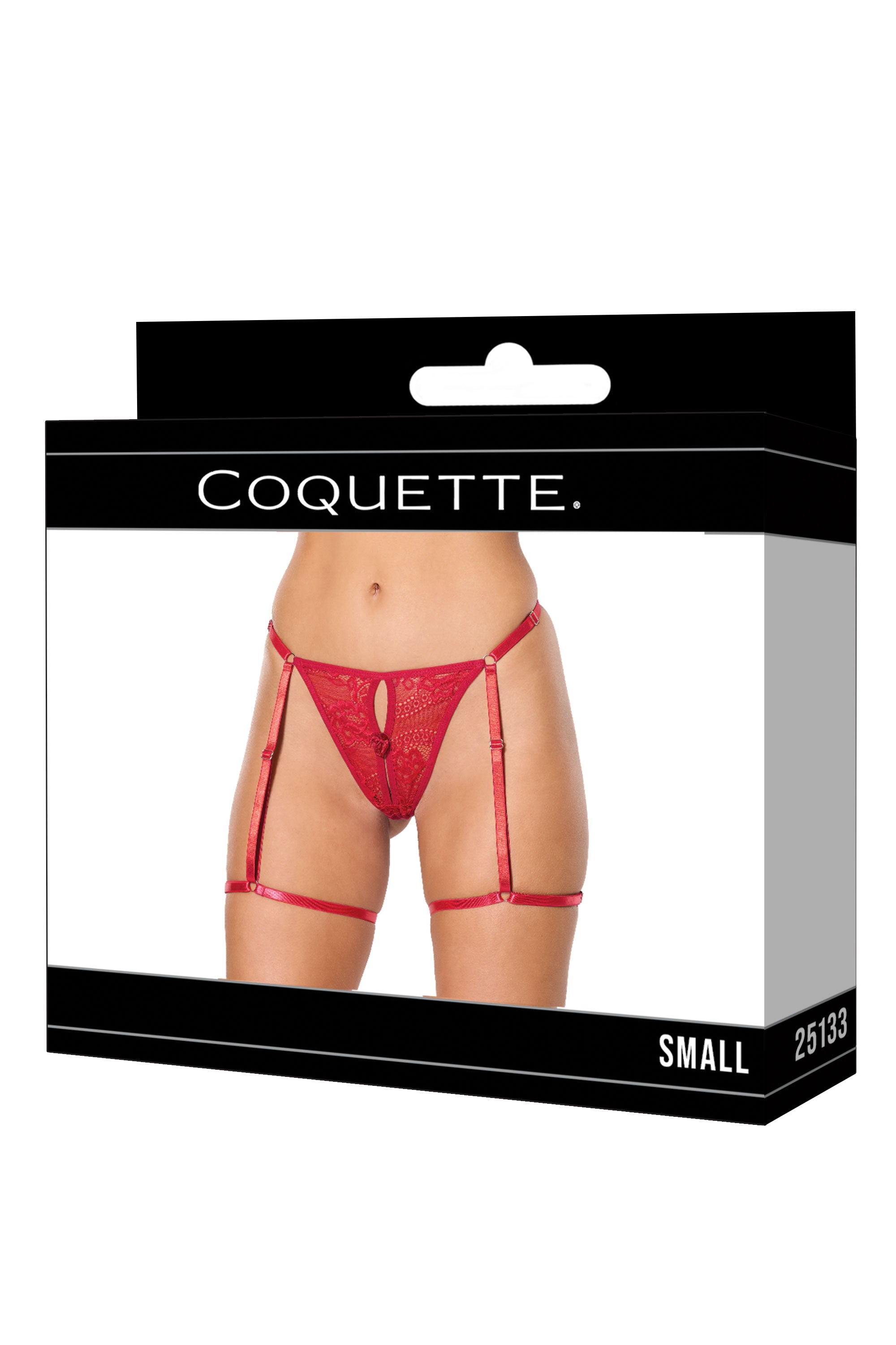 Coquette - 25133 - Thong With Attached Gartered Leg Bands Lingerie - Tophatter Daily Deals