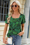 Square Neck Short Sleeve T-Shirt Mid Green Women's T-Shirts - Tophatter Daily Deals