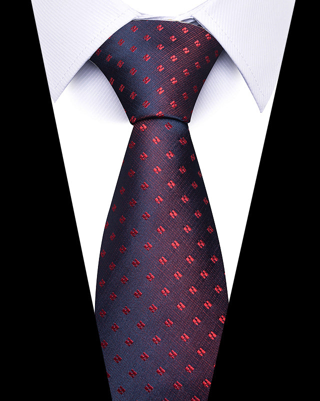 Men's Neckties - Formal Classic Patterned Tie (50 Style Options) Deep Navy with Crimson Dots Belts & Ties - Tophatter Daily Deals