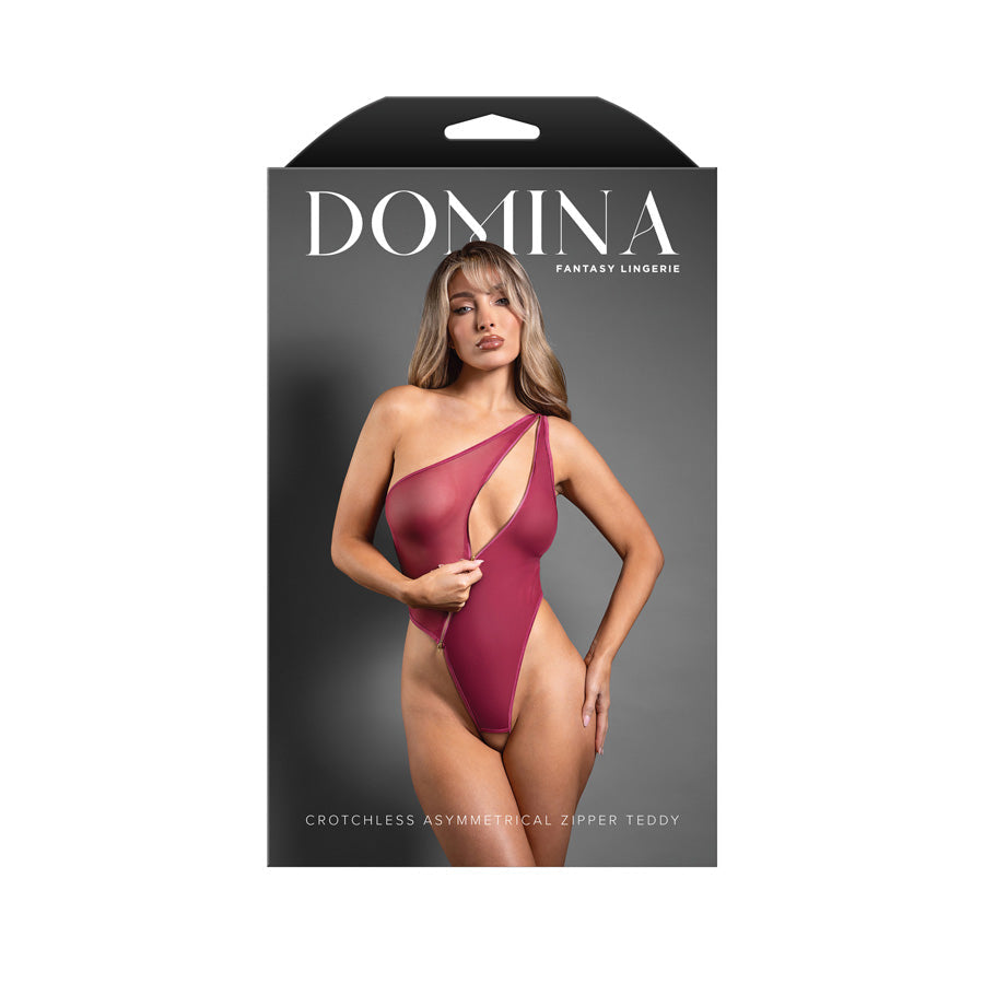 Domina Crotchless Asymmetrical Zipper Teddy (Berry) S/M – Lingerie > Clothes > Teddies - Tophatter Daily Deals