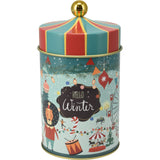 Round Christmas Storage Tin | Festive Carousel Cookie Biscuit Tin - 18cm Tin - Tophatter Daily Deals