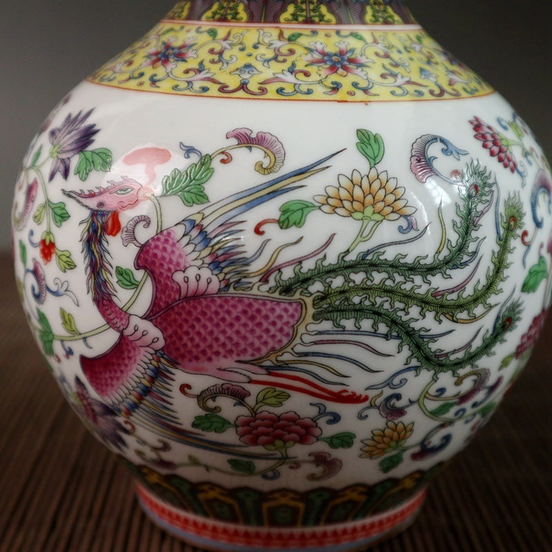 Antique Old Dragon And Phoenix Pattern Ceramic Crafts Vase Ornaments 0 - Tophatter Daily Deals