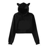Soft Women's Cropped Hoodie - Boxy Relaxed Cut, Cotton Black 3D Changing Face Moving Picture Frame - Tophatter Daily Deals