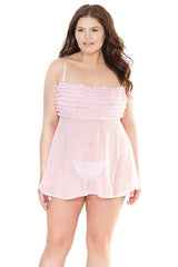 Coquette - 2534X - Ruffle Babydoll - OS/XL Pink OS XL Lingerie - Tophatter Daily Deals