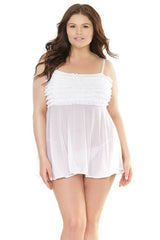 Coquette - 2534X - Ruffle Babydoll - OS/XL White OS XL Lingerie - Tophatter Daily Deals