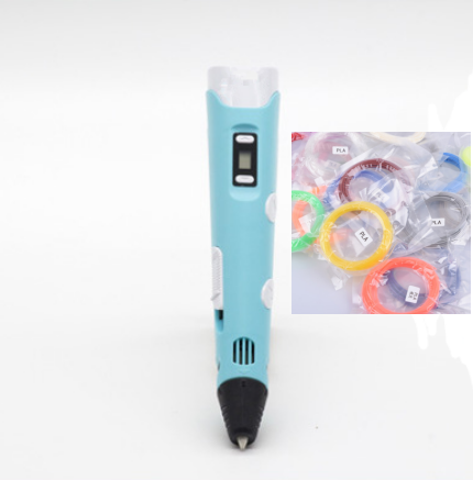 3D print pen 3D pen two generation graffiti 3D stereoscopic paintbrush children puzzle painting toys Blue+12 colors UK 0 - Tophatter Daily Deals