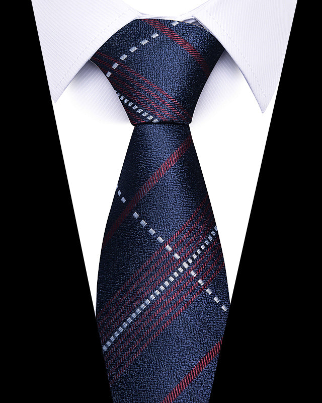 Men's Neckties - Formal Classic Patterned Tie (50 Style Options) Midnight Navy Burgundy & Silver Stripes Belts & Ties - Tophatter Daily Deals