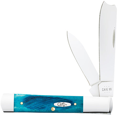 Case Razor Folding Knife - Caribben Blue Sawcut Jig Bone - 25583 Traditional Knives - Tophatter Daily Deals