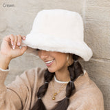 Plush Fur Bucket Hat Cream Hats - Tophatter Daily Deals