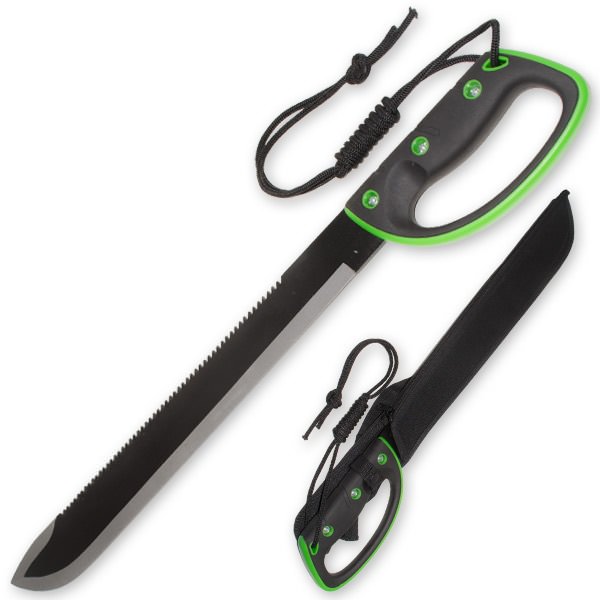 23 Inch Jungle Machete Enclosed Handle - Undead Green - Tophatter's Army Products & Self Defense Collectible Weapons - Tophatter Daily Deals