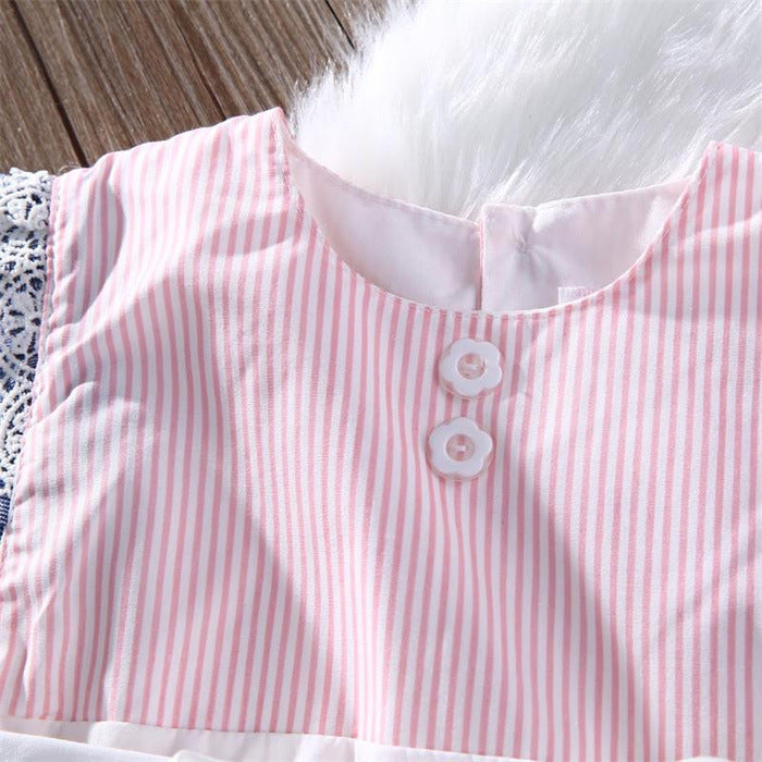 Baby Girl Flying Sleeve Lace Up Triangle Romper 0 - Tophatter Daily Deals