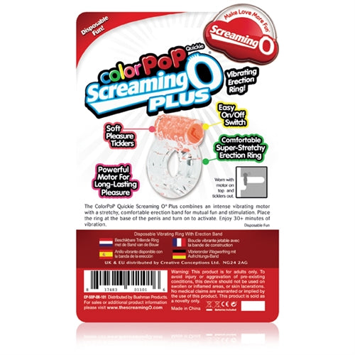 Screaming O Colour Pop Quickie Plus – Vibrating Erection Ring > Cock Ring > Vibrating - Tophatter Daily Deals
