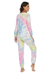 Tie-Dye Top and Drawstring Pants Lounge Set Loungewear Sets - Tophatter Daily Deals