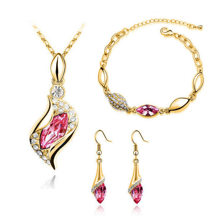 Angel Fairy Horse Eye Zircon Jewelry Set Rose Red 0 - Tophatter Daily Deals