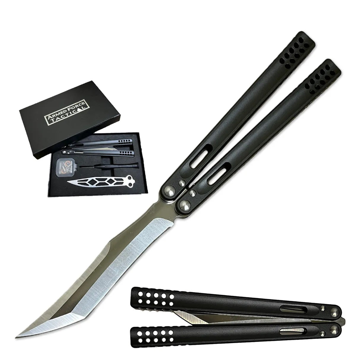 Archit Butterfly Knife Balisong Trainer Dull + Live Blade Set + Tools - Tophatter's Guns'N'Weapons Store Collectible Weapons - Tophatter Daily Deals