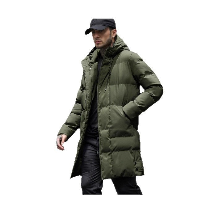 Warm Men's Long Puffer Coat - Hooded Quilted Cotton, Urban 3D Changing Face Moving Picture Frame - Tophatter Daily Deals