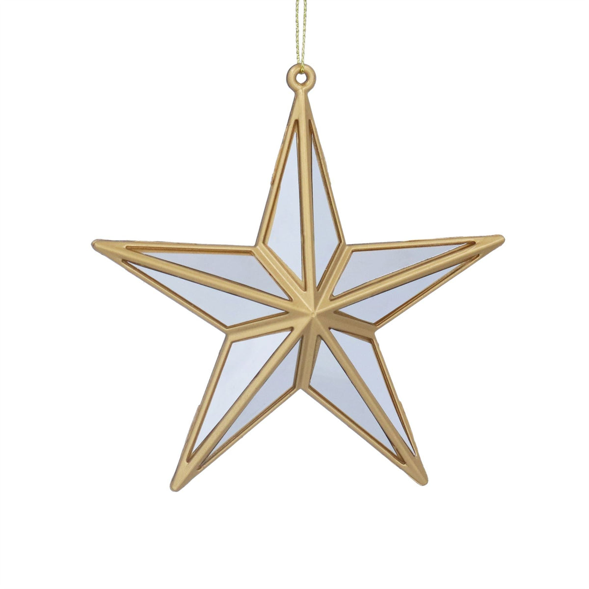 Mirrored Star Bauble | Gold & Silver Star Christmas Tree Ornament - 12cm Baubles - Tophatter Daily Deals