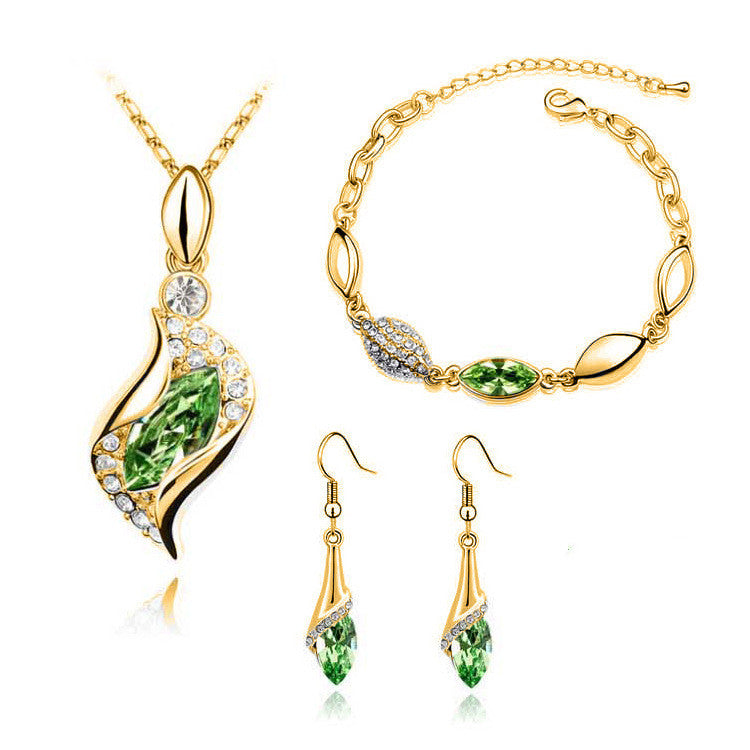 Angel Fairy Horse Eye Zircon Jewelry Set Green 0 - Tophatter Daily Deals