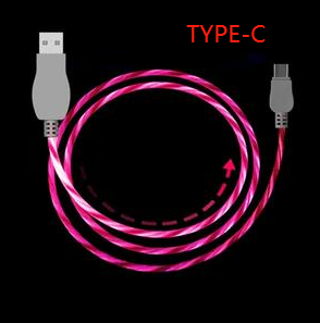 1M led charging cable Pink TYPE C 0 - Tophatter Daily Deals