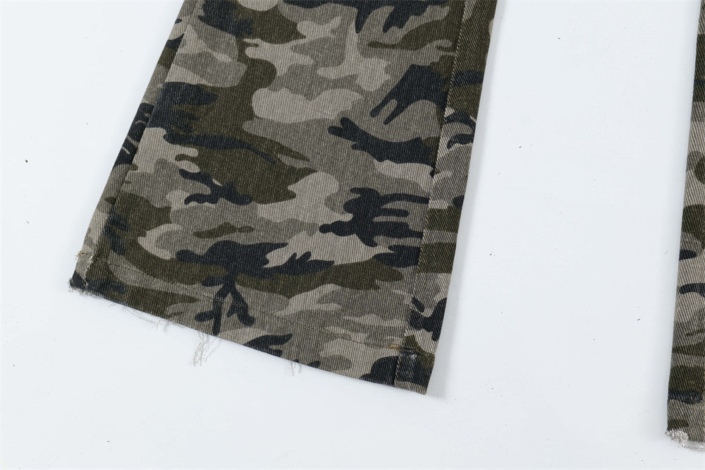 American Retro Camouflage Bell-bottom Pants Men 0 - Tophatter Daily Deals