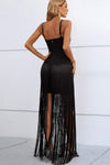 Cutout Strappy Neck Fringe Dress Cocktail Dresses - Tophatter Daily Deals