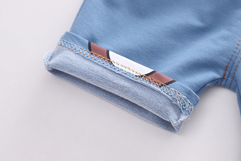 Boys Summer Cartoon Cute Casual Cotton T-shirt Short Sleeve Shorts Suit 0 - Tophatter Daily Deals
