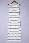 Striped Slit Sleeveless Maxi Dress White Casual Dresses - Tophatter Daily Deals