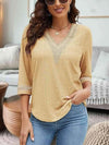 V-Neck Eyelet Blouse Pastel Yellow Blouses - Tophatter Daily Deals