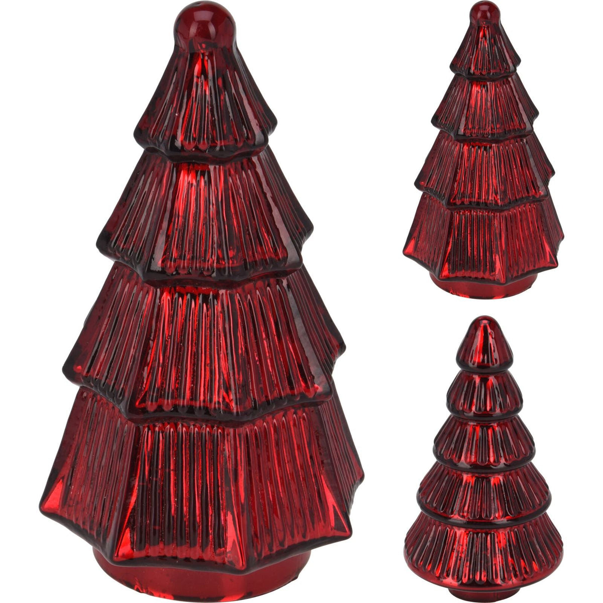 Red Glass Christmas Tree | Freestanding Mottled Gold Tree Ornament - 20cm Ornament - Tophatter Daily Deals