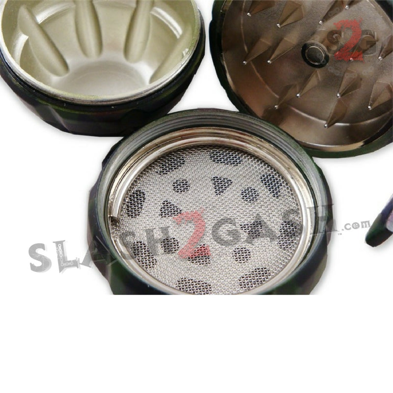 Camo Hand Grenade Tobacco Herb Grinder - 3 piece w/ Pin Handle Smoking Accessories - Tophatter Daily Deals