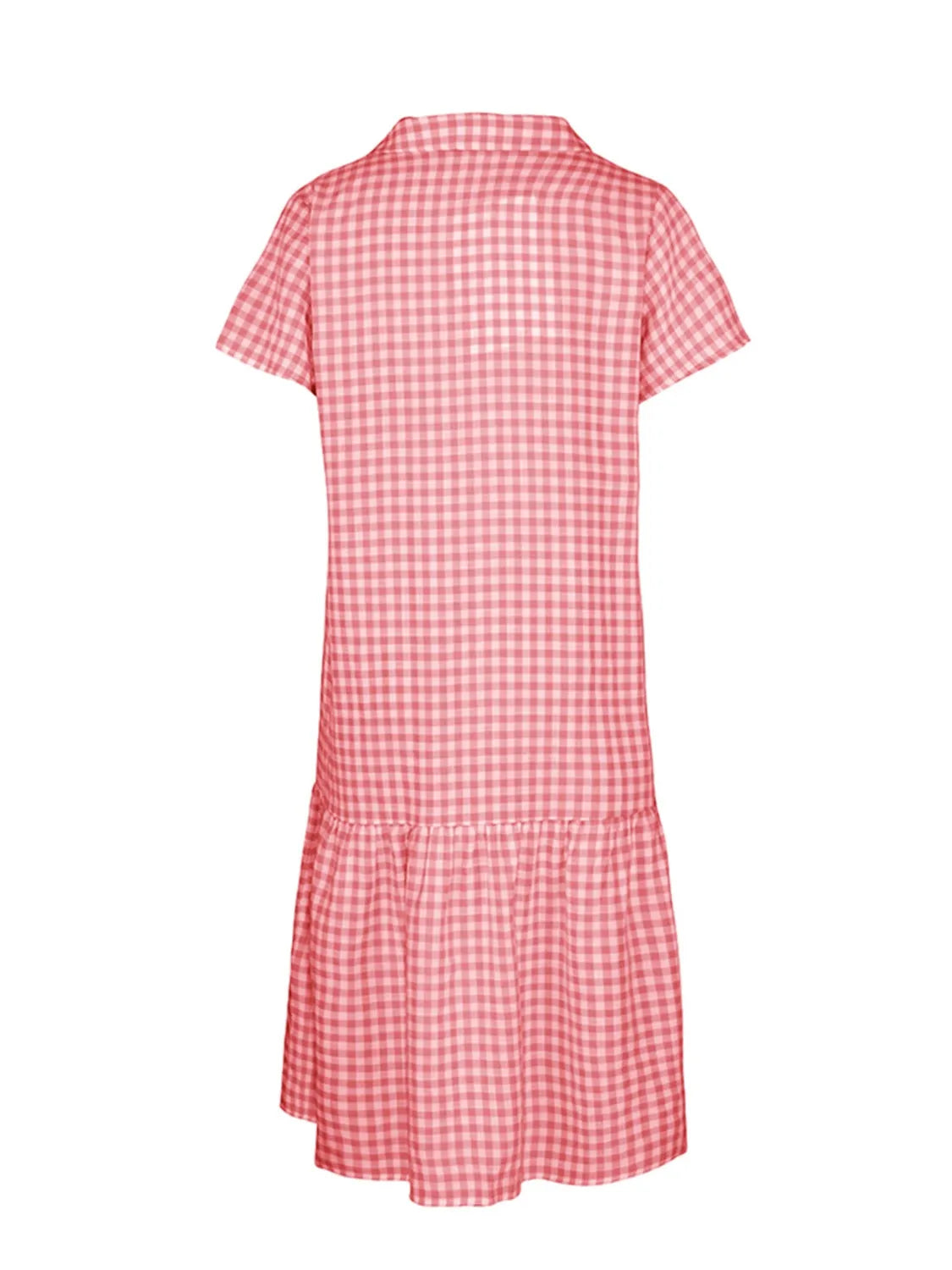 Button Up Plaid Short Sleeve Midi Dress Casual Dresses - Tophatter Daily Deals