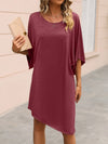 Round Neck Three-Quarter Sleeve Tee Dress Casual Dresses - Tophatter Daily Deals