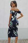 Slit Printed Off-Shoulder Midi Dress Casual Dresses - Tophatter Daily Deals