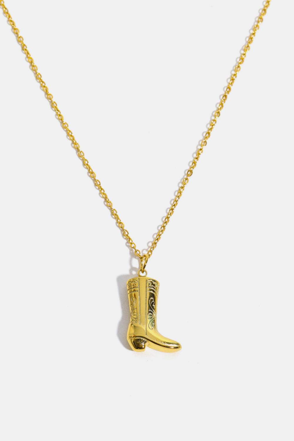 Cowboy Boot Pendant Stainless Steel Necklace Gold One Size Necklaces - Tophatter Daily Deals