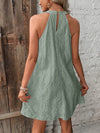 Eyelet Grecian Neck Mini Dress Sage Casual Dresses - Tophatter Daily Deals