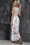 Striped Floral Round Neck Sleeveless Maxi Dress Casual Dresses - Tophatter Daily Deals