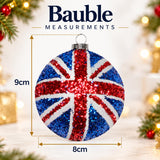 Union Jack Bauble, Gisela Graham Sparkling Union Flag Christmas Decoration 8cm Baubles - Tophatter Daily Deals